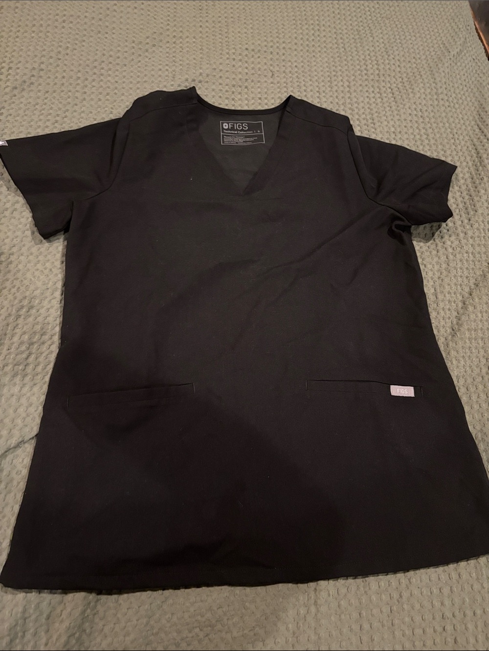 Figs women’s Black V-Neck Medical Scrub Top